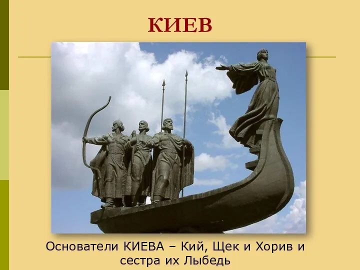 КИЕВ Основатели КИЕВА – Кий, Щек и Хорив и сестра их Лыбедь