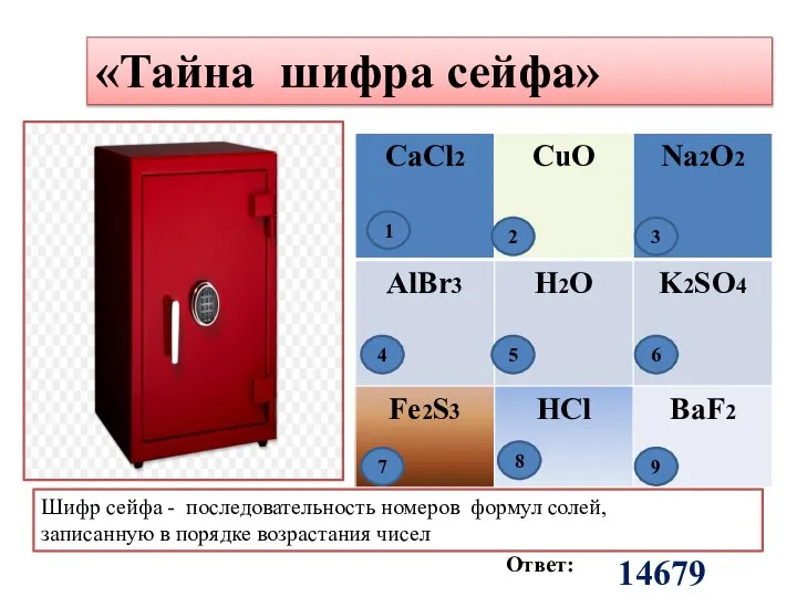 «Тайна шифра сейфа» 1 2 3 4 5 6 7 8 9