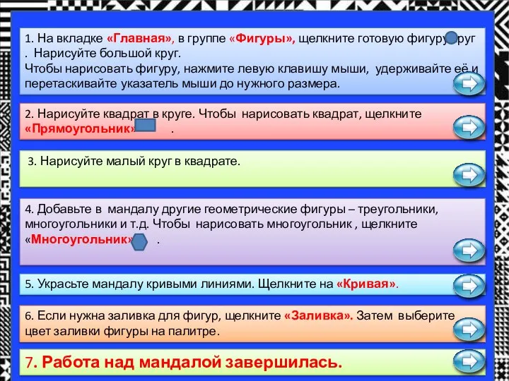 1. На вкладке «Главная», в группе «Фигуры», щелкните готовую фигуру круг .