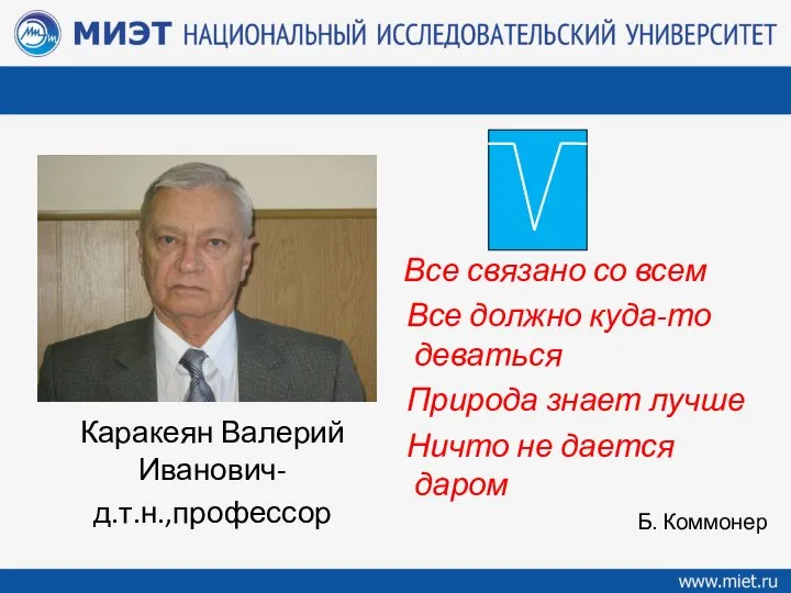 Все связано со всем Все должно куда-то деваться Природа знает лучше Ничто