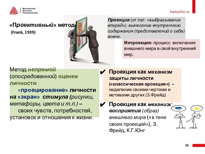 Проекция как механизм восприятия (образ) внешнего мира («в тени своих проекций»), З.Фрейд,