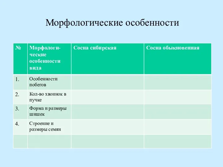 Морфологические особенности