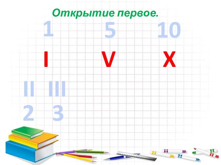 1 5 10 I V X II III 2 3 Открытие первое.