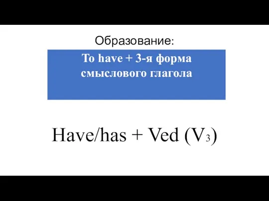 Образование: Have/has + Ved (V3)