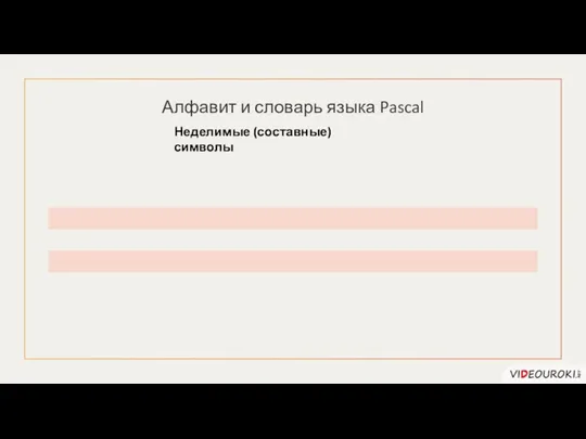 Алфавит и словарь языка Pascal Неделимые (составные) символы