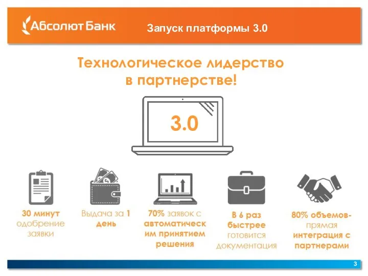 Запуск платформы 3.0 Технологическое лидерство в партнерстве!