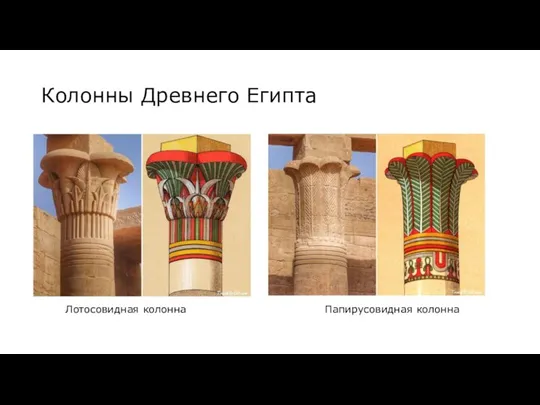 Колонны Древнего Египта Лотосовидная колонна Папирусовидная колонна