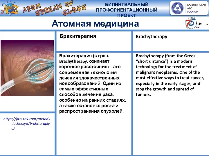 Брахитерапия (с греч. Brachytherapy, означает короткое расстояние) – это современная технология лечения