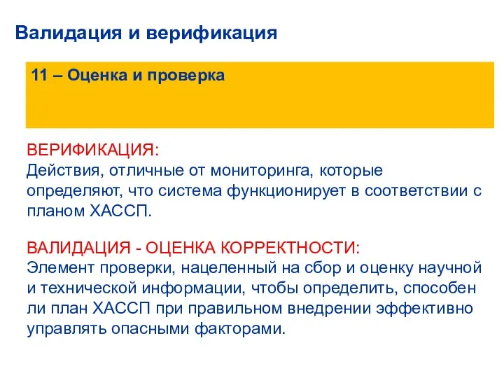 11 – Оценка и проверка Валидация и верификация ВЕРИФИКАЦИЯ: Действия, отличные от