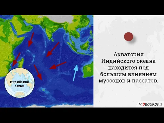 Акватория Индийского океана находится под большим влиянием муссонов и пассатов. Индийский океан