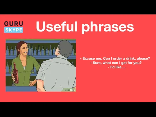 Useful phrases - Excuse me. Can I order a drink, please? -