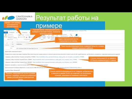 Результат работы на примере MS Outlook Шрифт и его размер выставляются автоматически