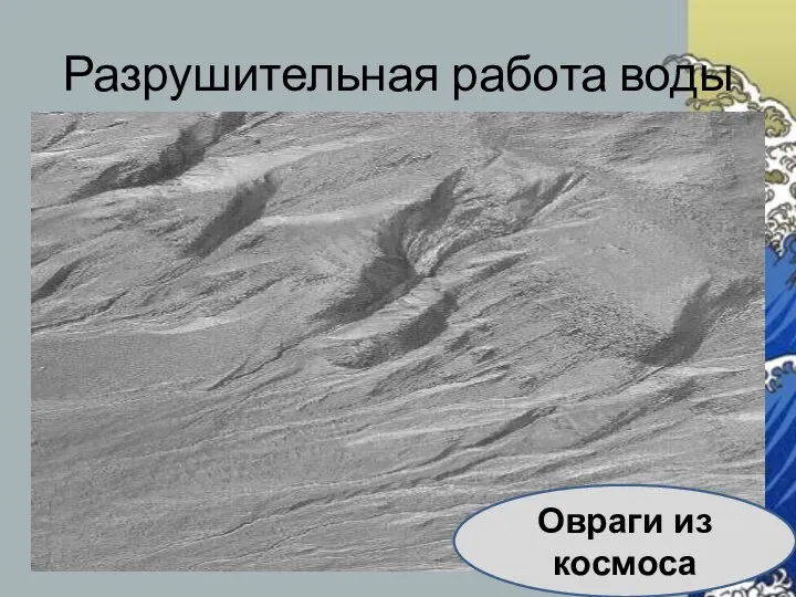 Разрушительная работа воды Овраги из космоса