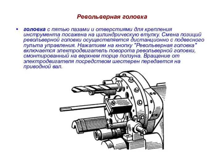 Револьверная головка головка с пятью пазами и отверстиями для крепления инструмента посажена