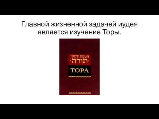 Главной жизненной задачей иудея является изучение Торы.