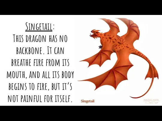 Singetail: This dragon has no backbone. It can breathe fire from its