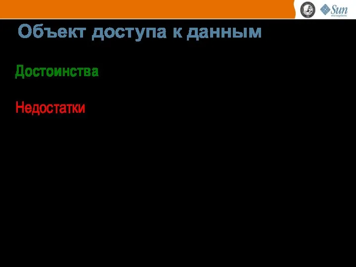 Достоинства улучшается сопровождаемость и гибкость Недостатки снижается производительность создание дополнительных объектов дополнительные