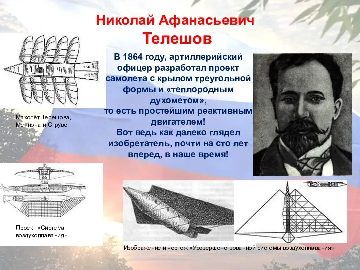 Махолёт Телешова, Меннона и Струве Проект «Система воздухоплавания» Изображение и чертеж «Усовершенствованной