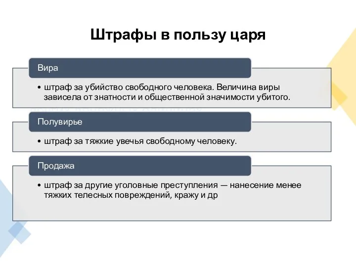 Штрафы в пользу царя Княжеские штрафы и частные вознаграждения в Русской Правде