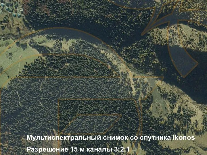 Мультиспектральный снимок со спутника Ikonos Разрешение 15 м каналы 3:2:1 Мультиспектральный снимок