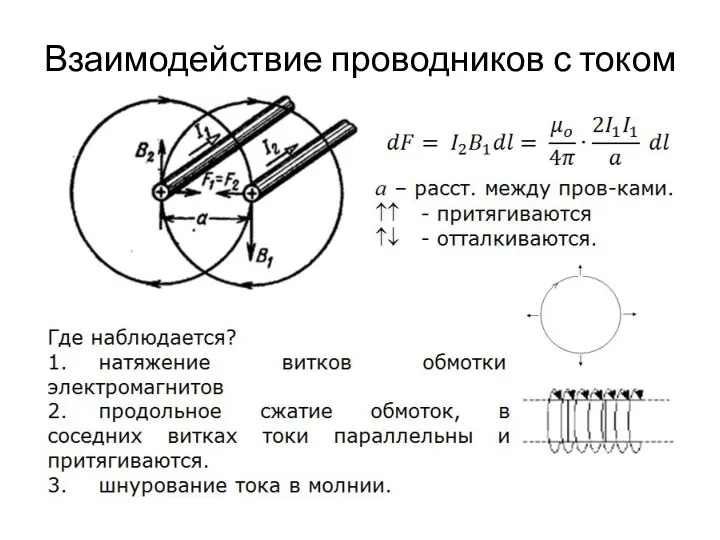 Взаимодействие проводников с током