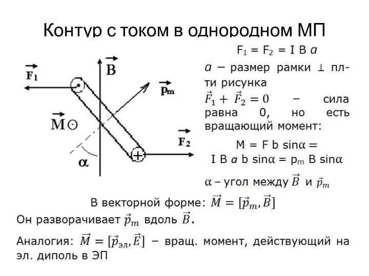 Контур с током в однородном МП