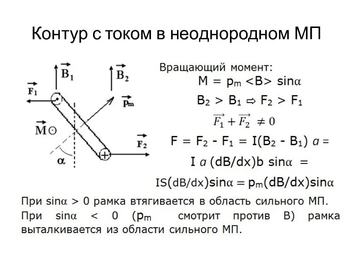 Контур с током в неоднородном МП