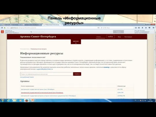 Панель «Информационные ресурсы»