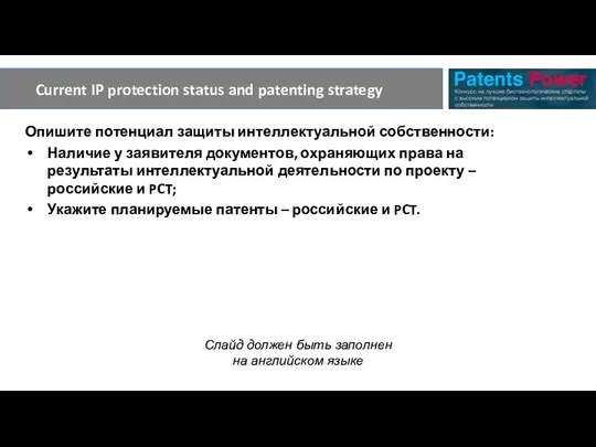 Опишите потенциал защиты интеллектуальной собственности: Наличие у заявителя документов, охраняющих права на