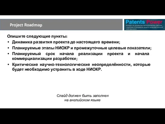 Project Roadmap Опишите следующие пункты: Динамика развития проекта до настоящего времени; Планируемые