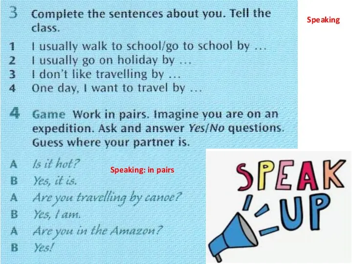 Speaking: in pairs Speaking