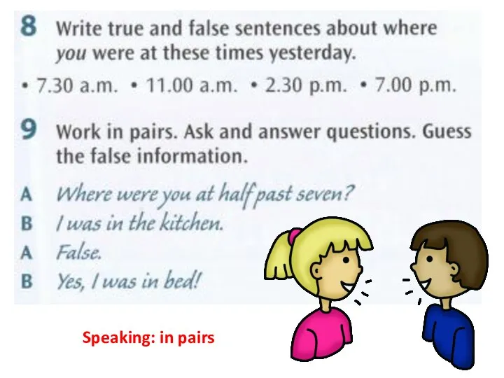 Speaking: in pairs