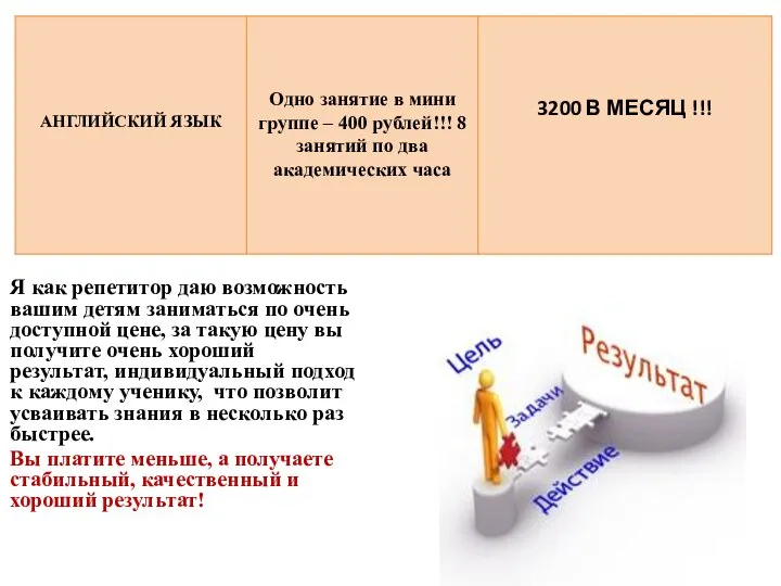 Я как репетитор даю возможность вашим детям заниматься по очень доступной цене,