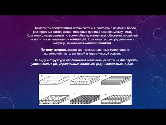 Композиты представляют собой системы, состоящие из двух и более разнородных компонентов, имеющих