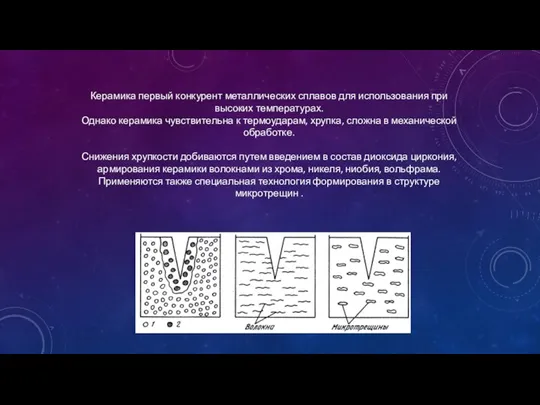 Керамика первый конкурент металлических сплавов для использования при высоких температурах. Однако керамика