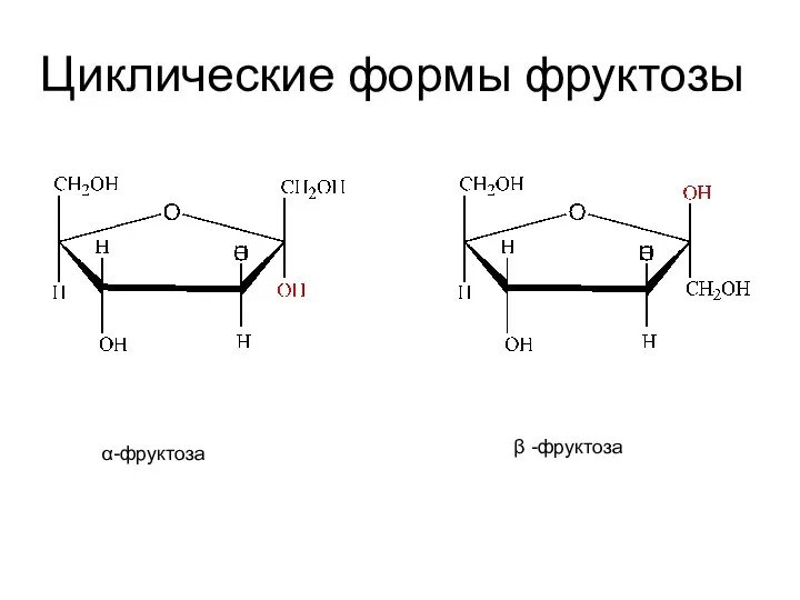 Циклические формы фруктозы β -фруктоза α-фруктоза