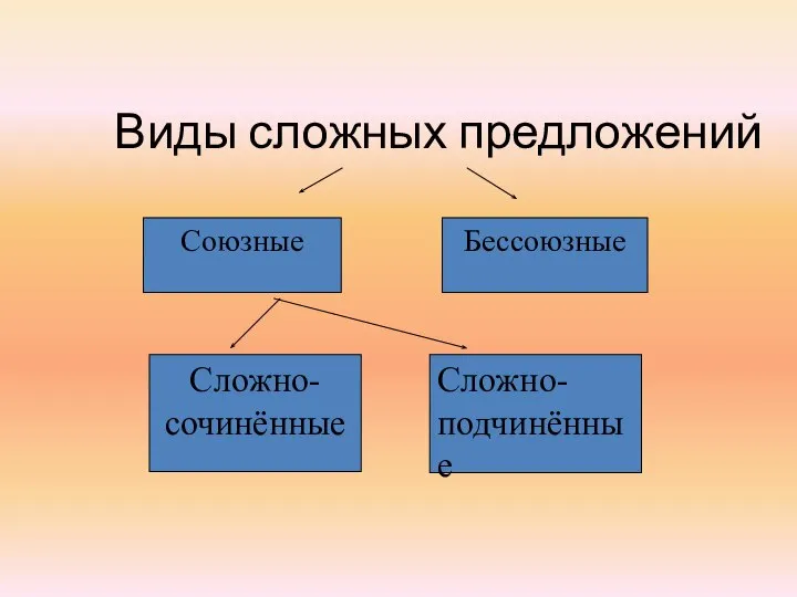 Виды сложных предложений Союзные Сложно Бессоюзные Сложно- сочинённые Сложно- подчинённые