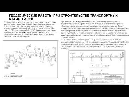 ГЕОДЕЗИЧЕСКИЕ РАБОТЫ ПРИ СТРОИТЕЛЬСТВЕ ТРАНСПОРТНЫХ МАГИСТРАЛЕЙ В районе работ имеются четыре закладных