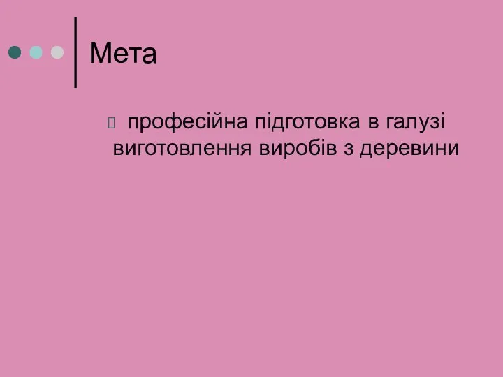 Мета професійна підготовка в галузі виготовлення виробів з деревини