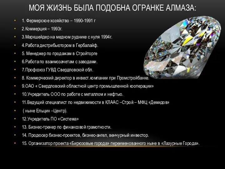 МОЯ ЖИЗНЬ БЫЛА ПОДОБНА ОГРАНКЕ АЛМАЗА: 1. Фермерское хозяйство – 1990-1991 г