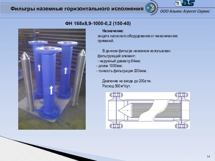 Назначение: защита насосного оборудования от механических примесей. В данном фильтре наземном использован