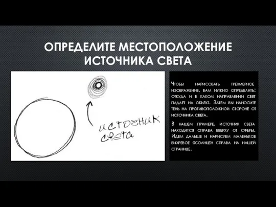 ОПРЕДЕЛИТЕ МЕСТОПОЛОЖЕНИЕ ИСТОЧНИКА СВЕТА Чтобы нарисовать трехмерное изображение, вам нужно определить: откуда