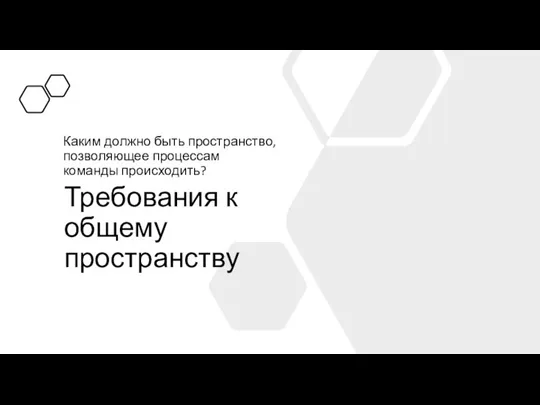 Требования к общему пространству Каким должно быть пространство, позволяющее процессам команды происходить?