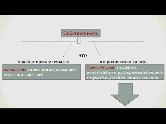 Собственность это в экономическом смысле в юридическом смысле отношение лица к принадлежащей