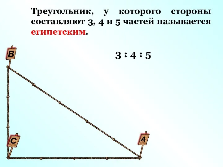 С В Треугольник, у которого стороны составляют 3, 4 и 5 частей