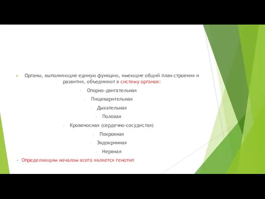 Органы, выполняющие единую функцию, имеющие общий план строения и развития, объединяют в