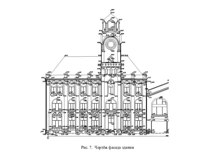 Рис. 7. Чертёж фасада здания