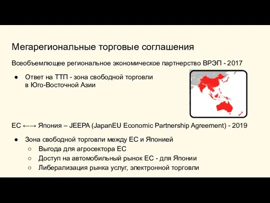 Мегарегиональные торговые соглашения Всеобъемлющее региональное экономическое партнерство ВРЭП - 2017 Ответ на