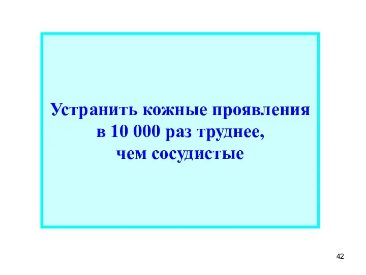 Устранить кожные проявления в 10 000 раз труднее, чем сосудистые