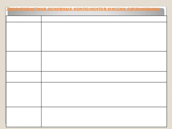 Характеристика основных компонентов миссии организации